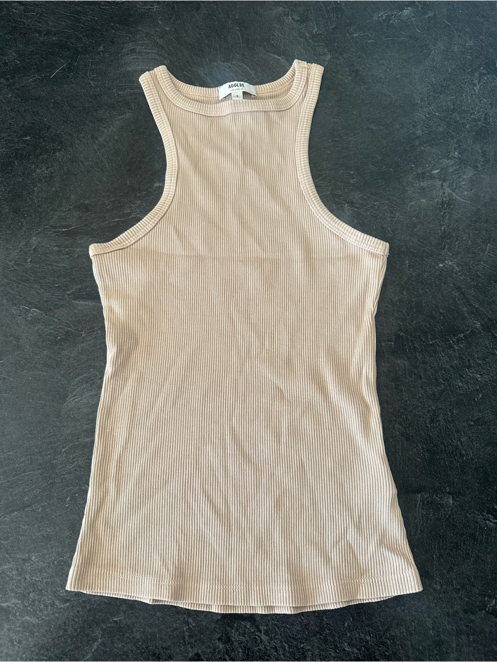 Agolde Ribbed Tank Top in Light Beige